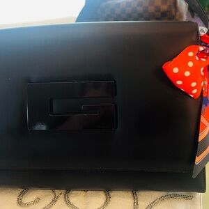 GUCCI Square G Smooth Leather Shoulder Bag with Dust Bag, Vintage